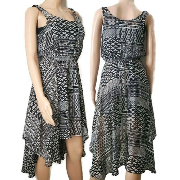 Fire Los Angeles Women’s Sleeveless Summer Dress Geometric Black White Sz Small - Picture 3 of 16